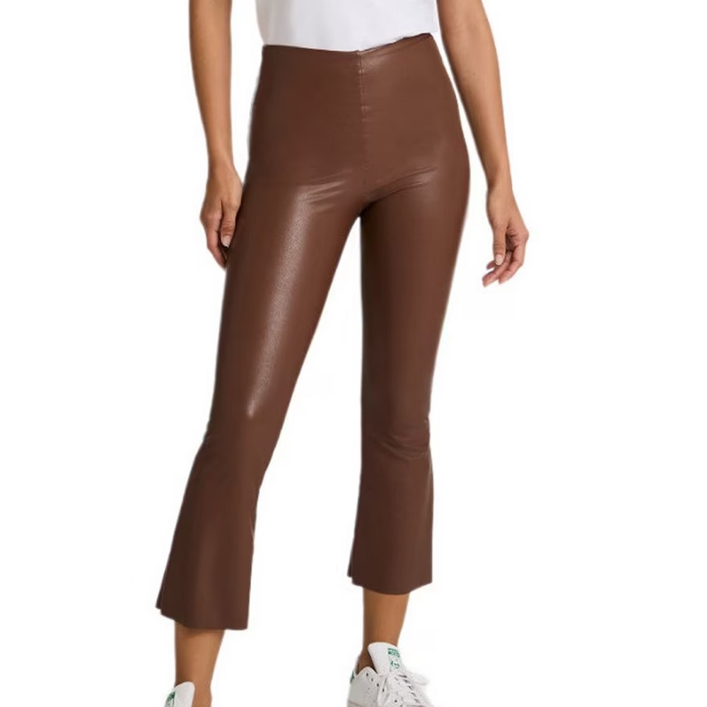 NEW COMMANDO faux leather cropped flare pants in cocoa color